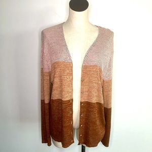 Emma James Cardigan Autumn Sweater Color block Size XL